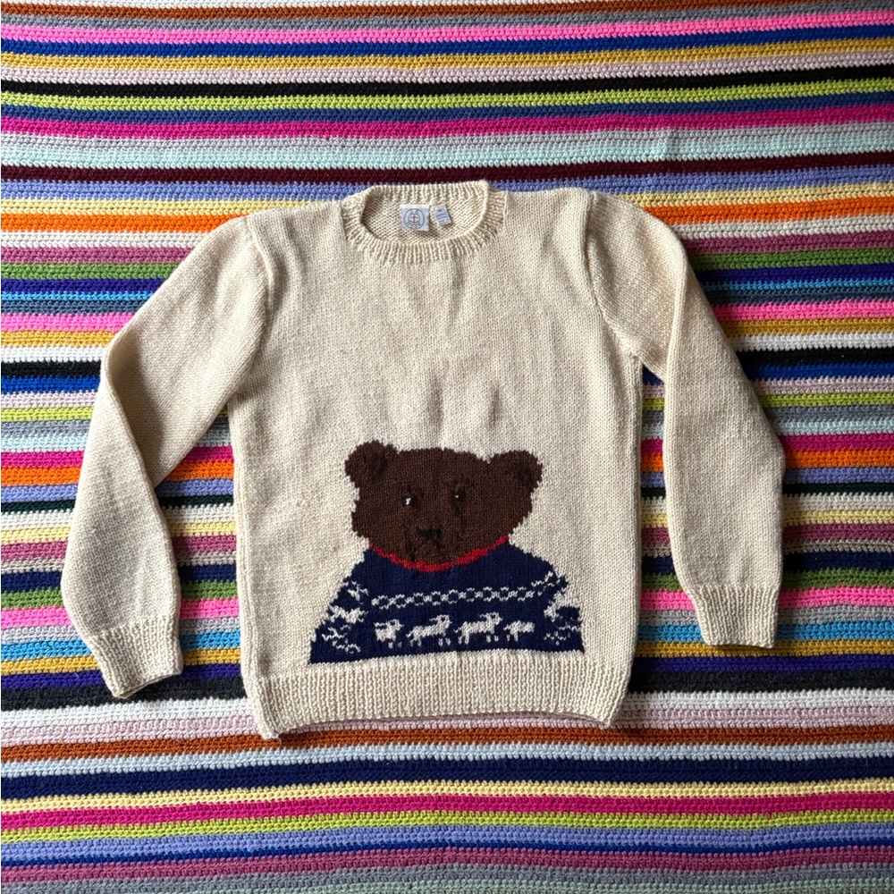 Vintage J.G. Hook Cream Bear Wool Sweater - M